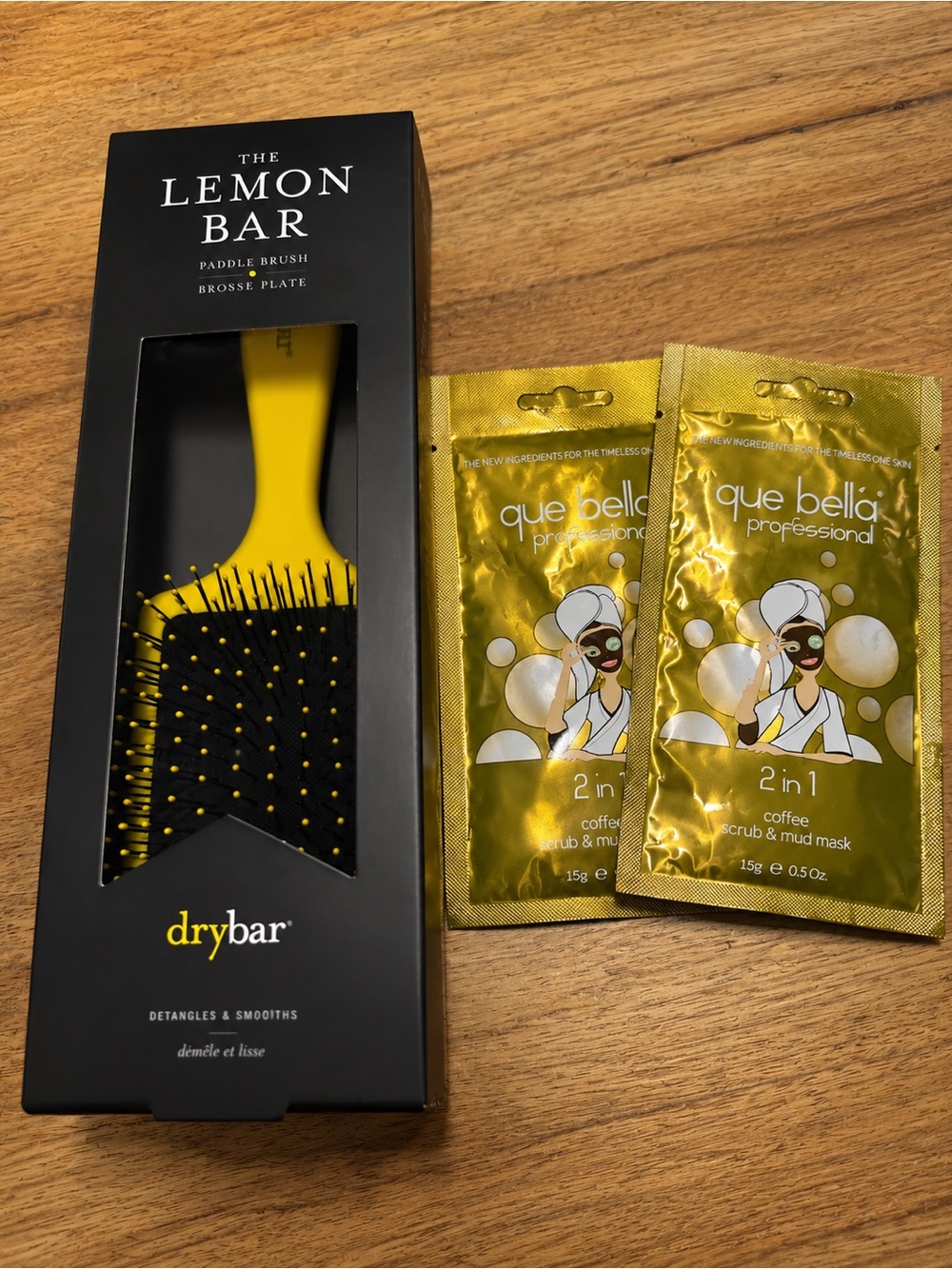 drybar Yellow Paddle Brush with Gold Accent Sachets
